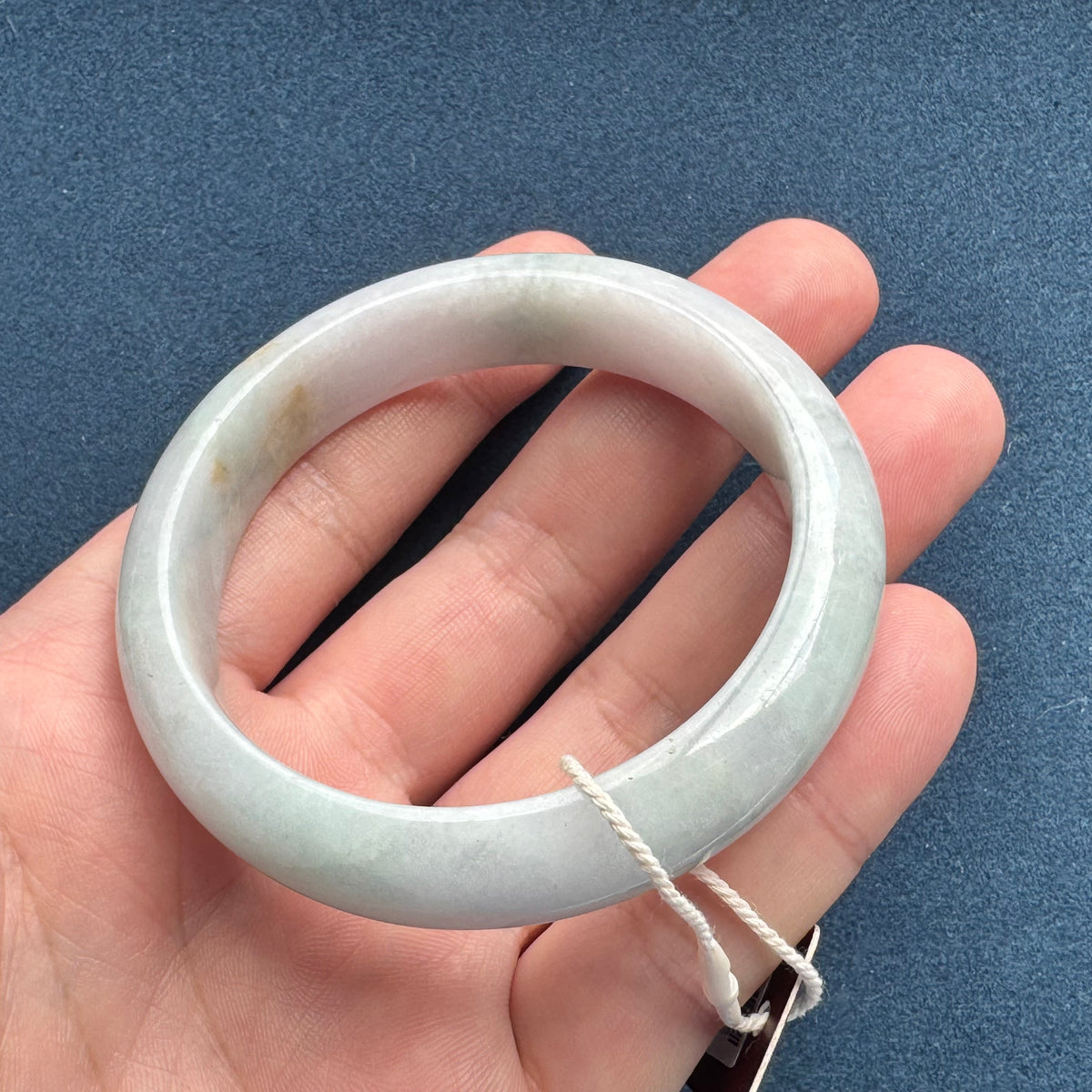 Genuine Grade A Pale Lavender and Pale Green with Light Brown Patch Jadeite Jade Bangle Bracelet - 58mm Half Moon