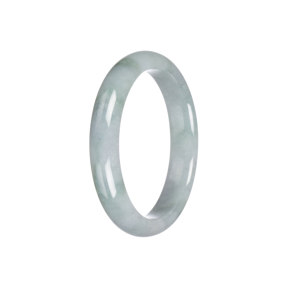 Genuine Type A Grey Jadeite Jade Bangle - 55mm Half Moon