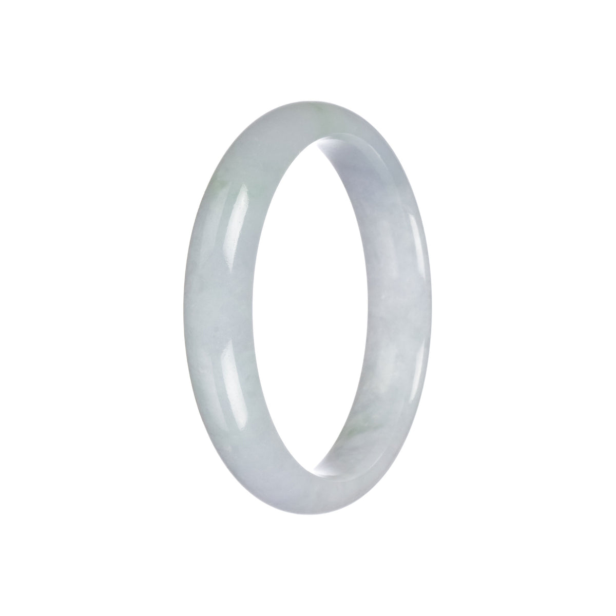 Genuine Grade A White Jadeite Jade Bangle Bracelet - 57mm Half Moon