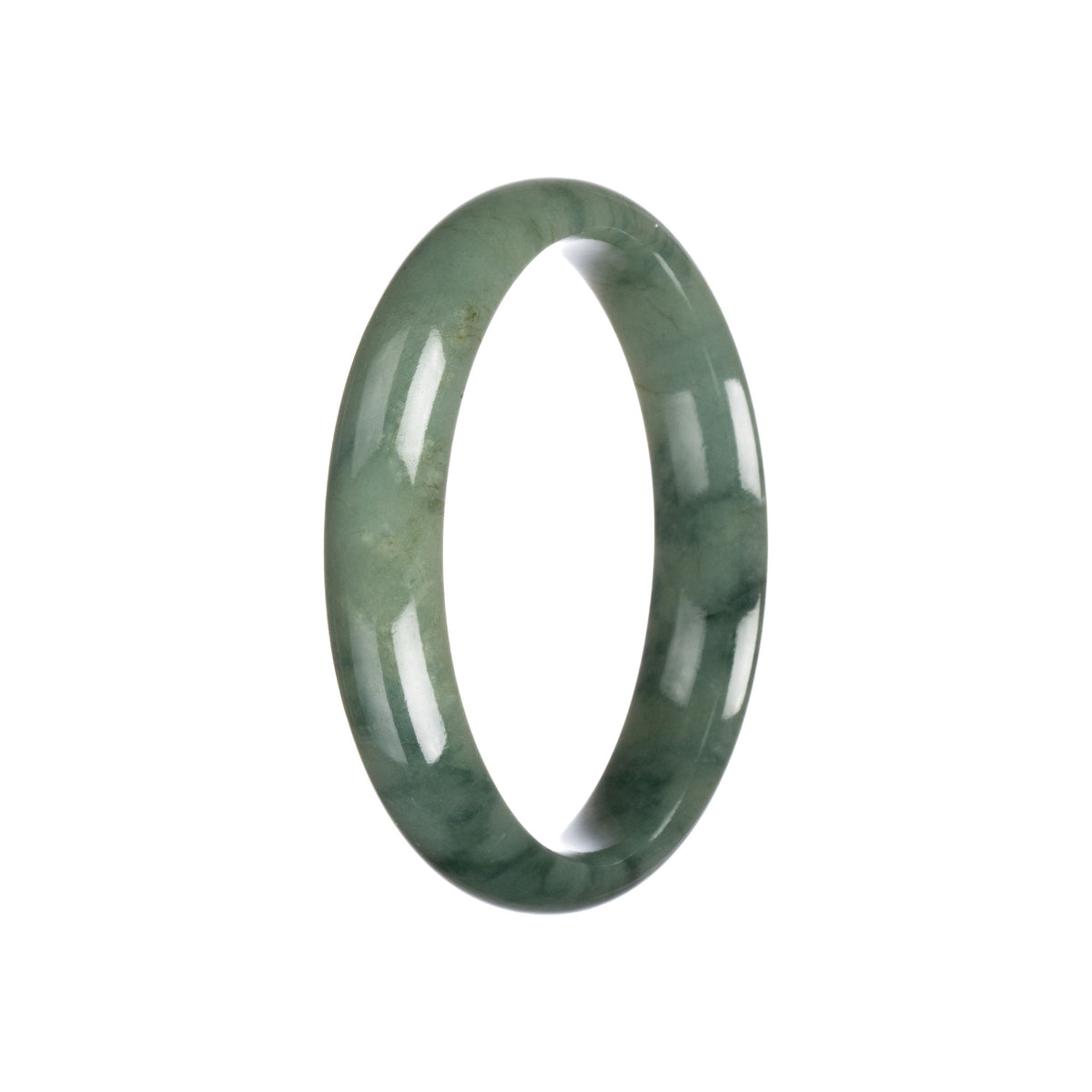 Genuine Untreated Green Traditional Jade Bangle Bracelet - 59mm Half Moon