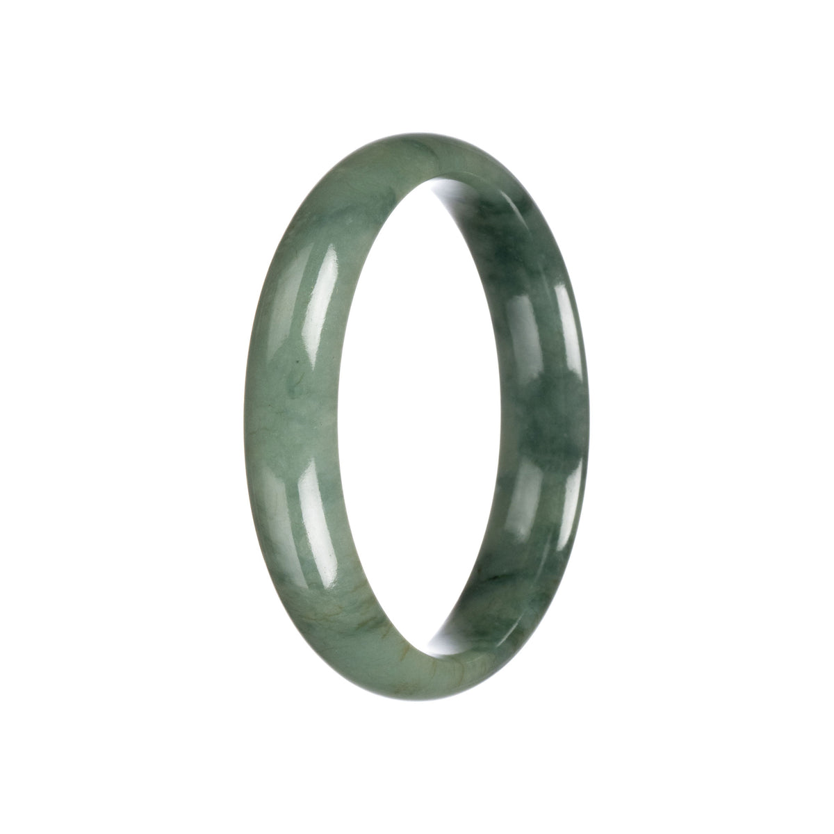 Genuine Untreated Green Traditional Jade Bangle Bracelet - 59mm Half Moon