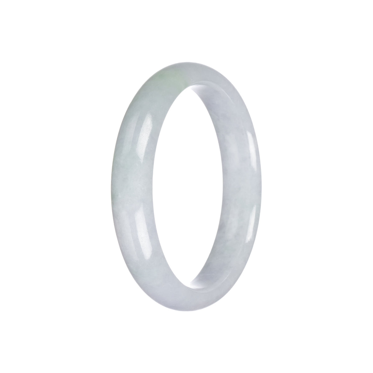 Real Natural Pale Lavender and Green Traditional Jade Bangle Bracelet - 57mm Half Moon