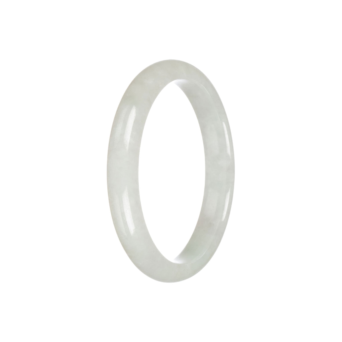 Authentic Type A Pale Green Jade Bangle - 57mm Semi Round