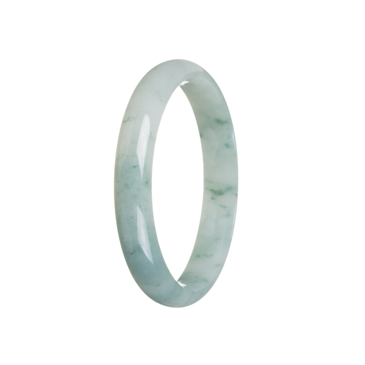 Certified Untreated Green Flower Burma Jade Bangle Bracelet - 55mm Half Moon