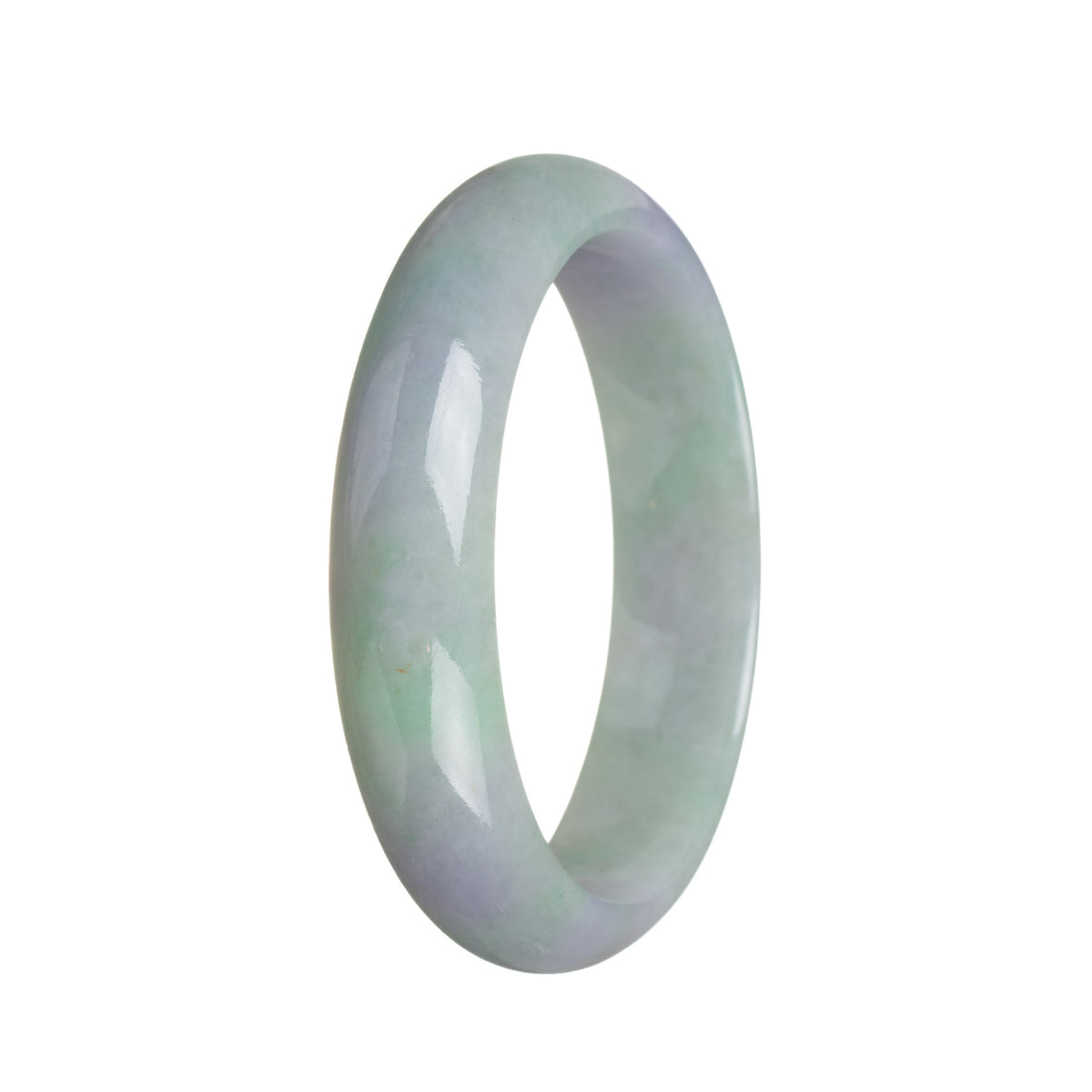 Authentic Grade A Lavender and Green Jadeite Bracelet - 59mm Half Moon