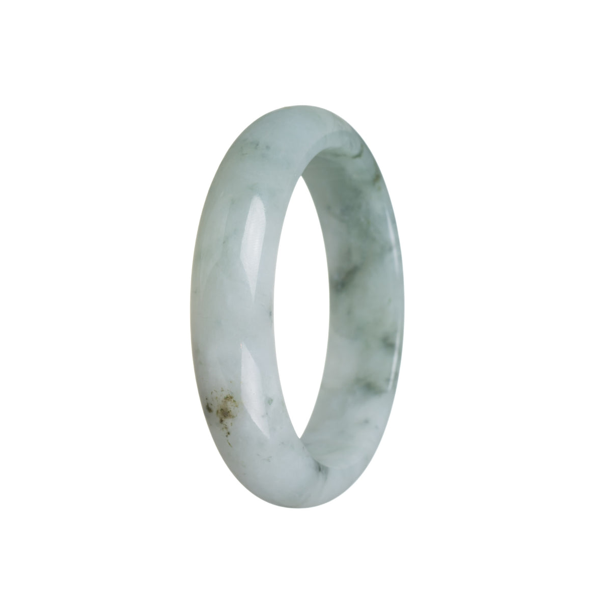 Real Natural Pale Green Burma Jade Bangle Bracelet - 55mm Half Moon