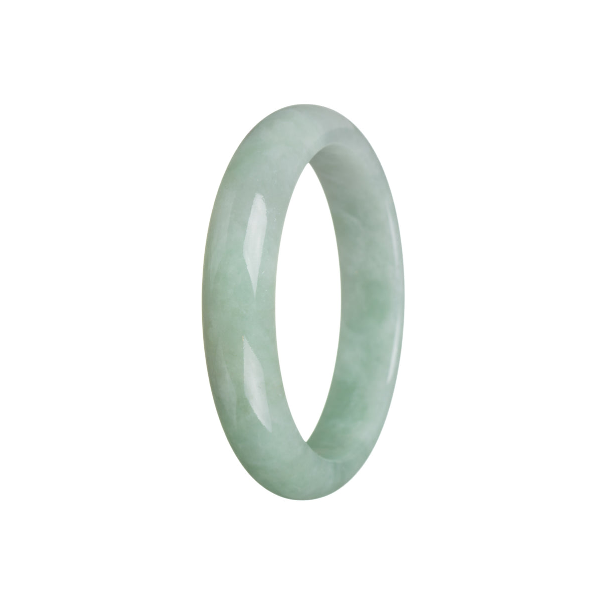 Real Grade A White and Light Green Burmese Jade Bangle - 55mm Half Moon