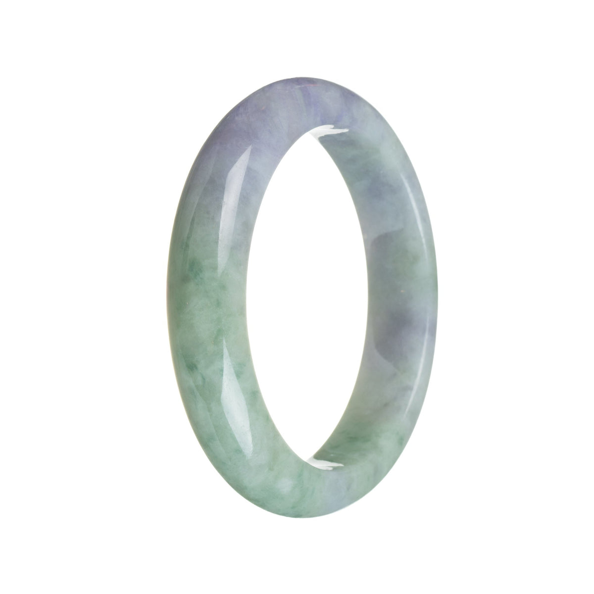 Grade A Green with Lavender Jadeite Bangle - 57mm Half Moon