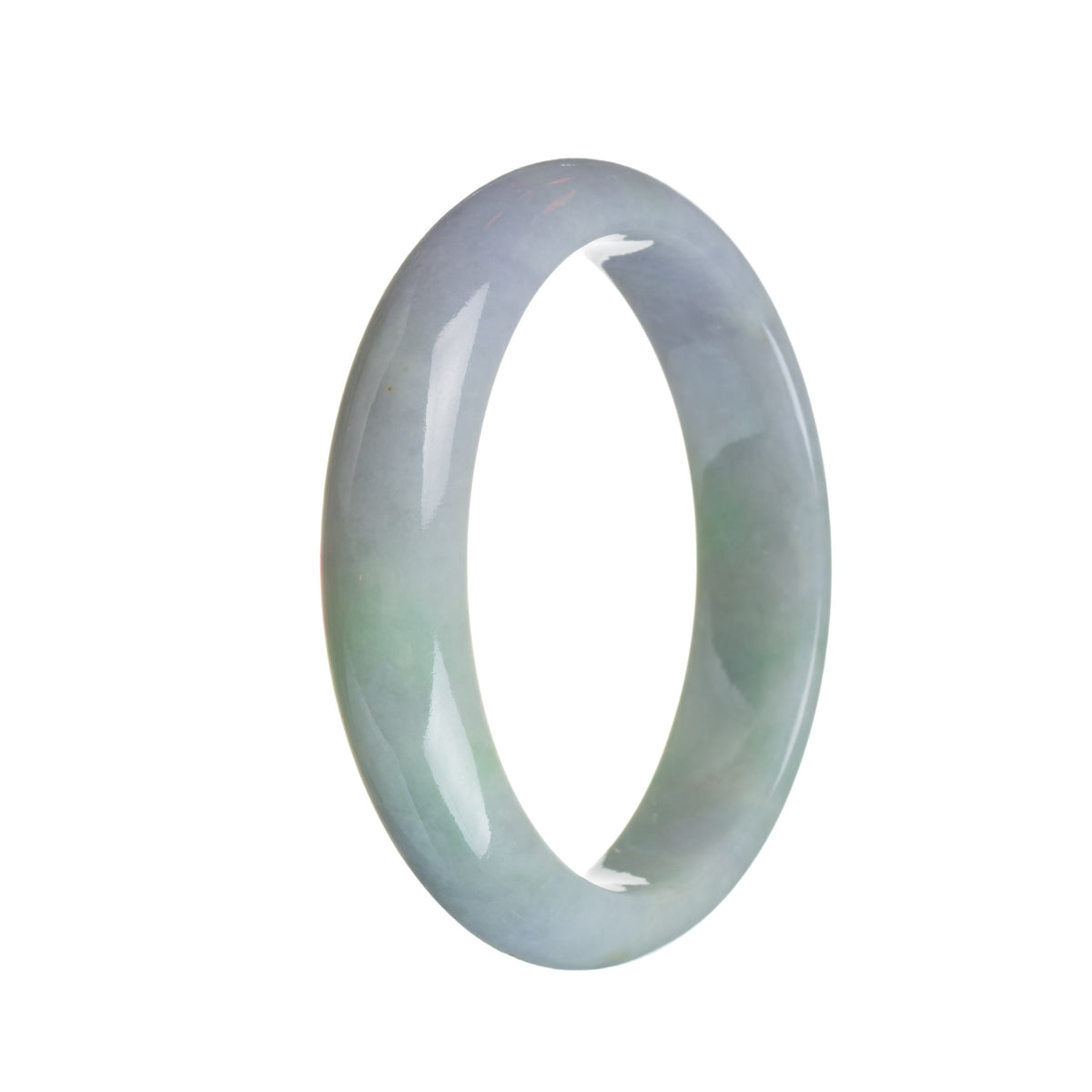 Genuine Type A Lavender with green section Burma Jade Bangle Bracelet - 59mm Half Moon