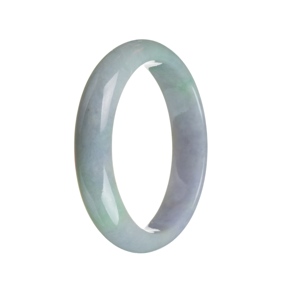 Genuine Type A Lavender with green section Burma Jade Bangle Bracelet - 59mm Half Moon