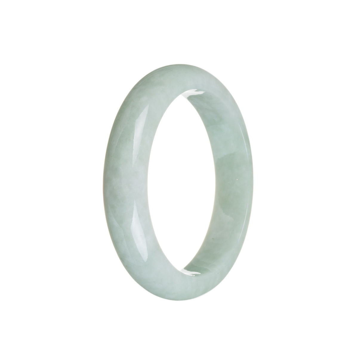 Genuine Grade A Pale Green Jade Bangle - 55mm Semi Round