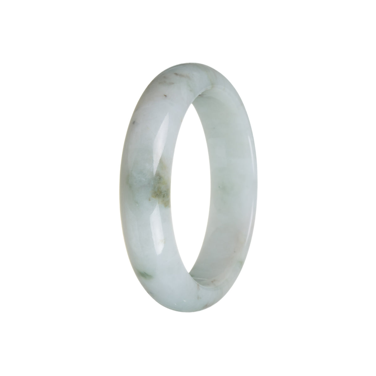 Certified Grade A White Jadeite Bangle Bracelet - 59mm Half Moon