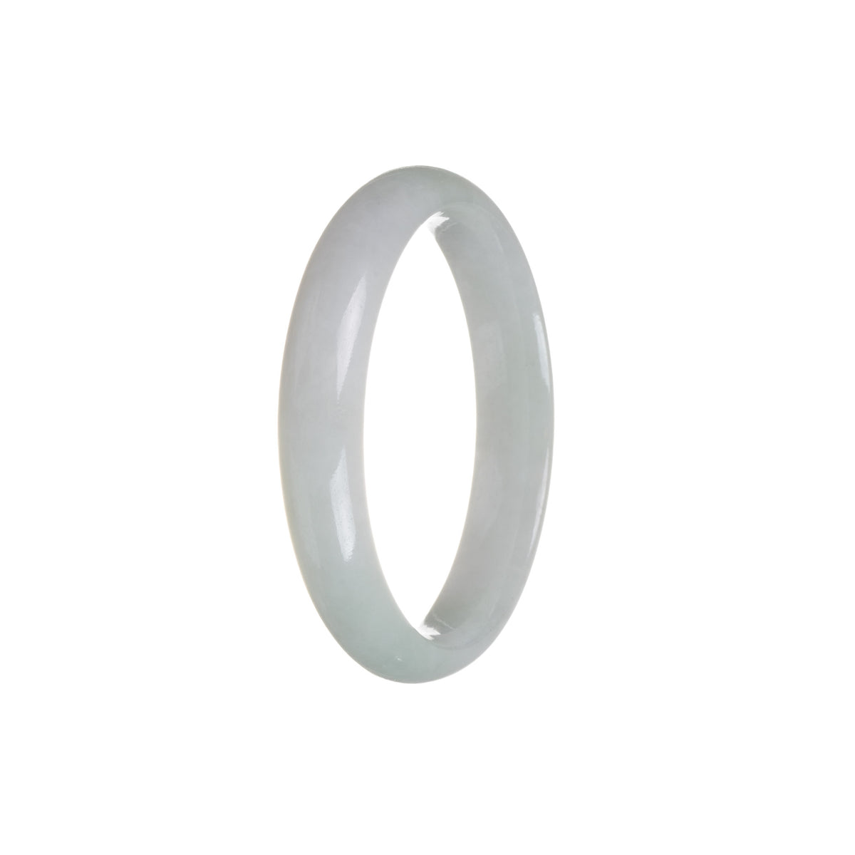 Genuine Type A White And Pale Green Jadeite Bangle - 56mm Half Moon