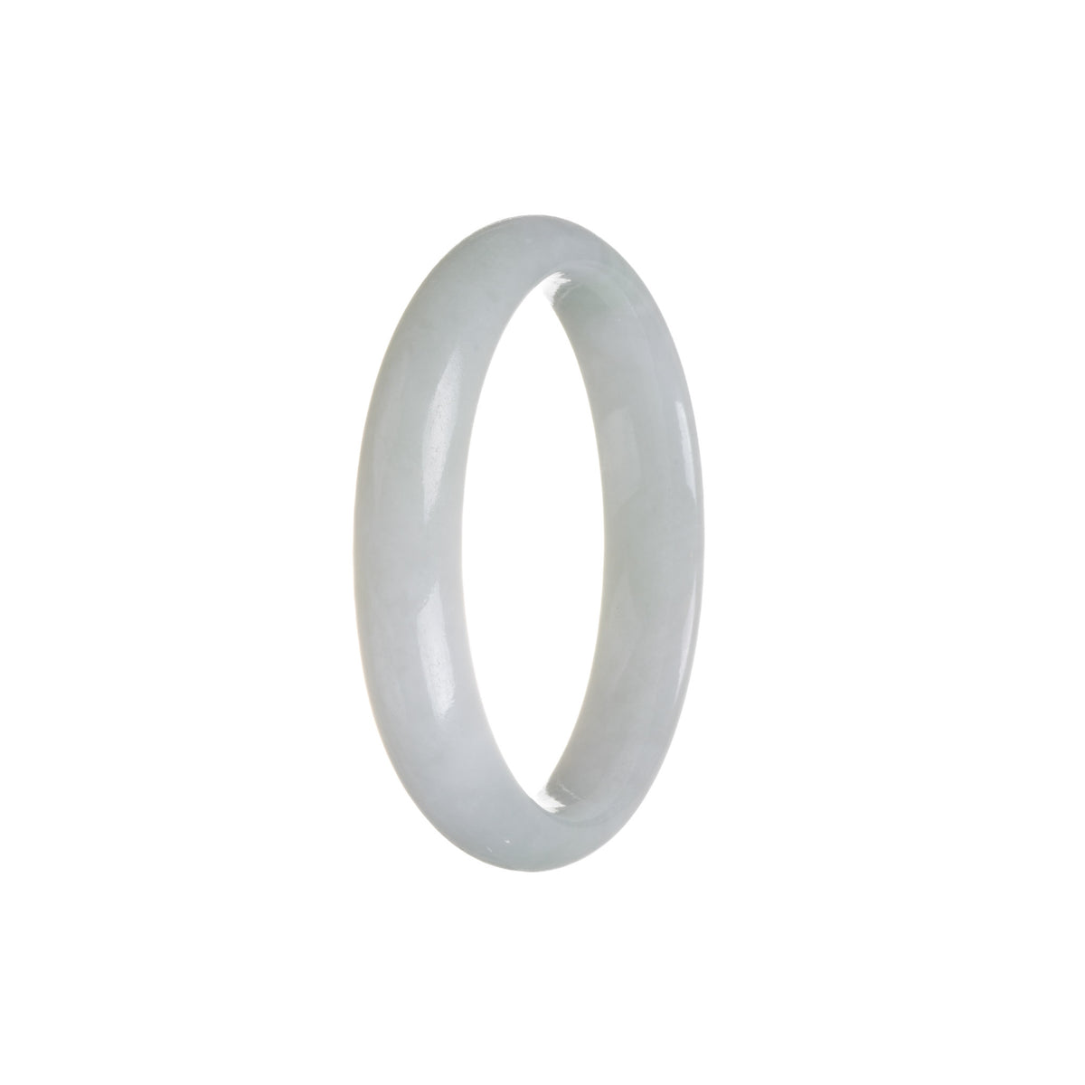 Genuine Type A White And Pale Green Jadeite Bangle - 56mm Half Moon