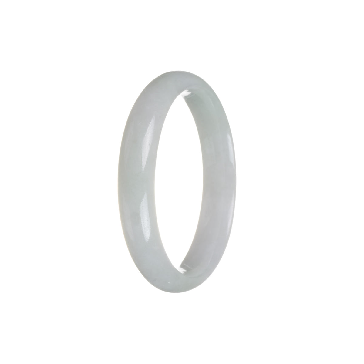 Genuine Type A White And Pale Green Jadeite Bangle - 56mm Half Moon