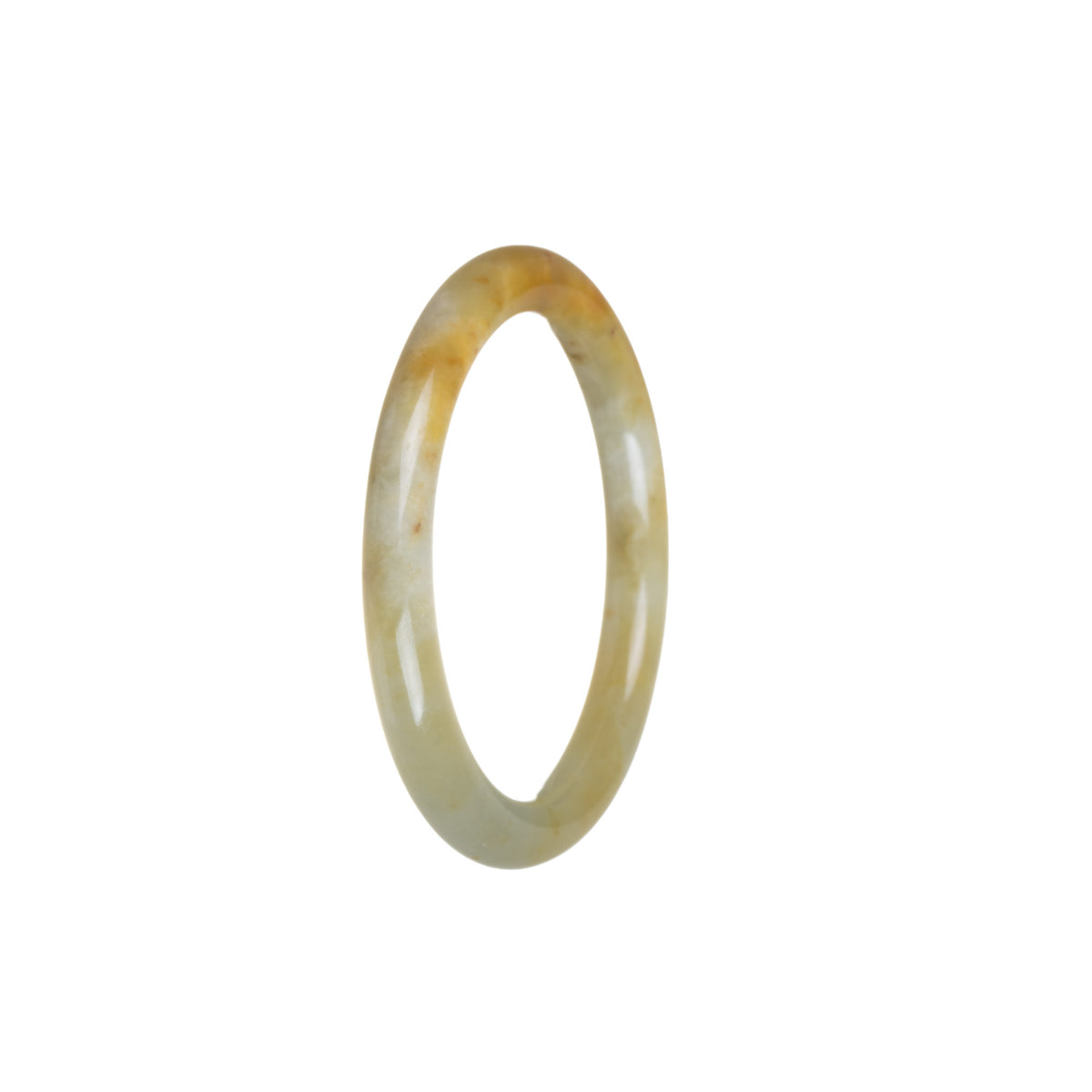 Authentic Natural Yellowish Brown Jadeite Jade Bangle Bracelet - 50mm Petite Round