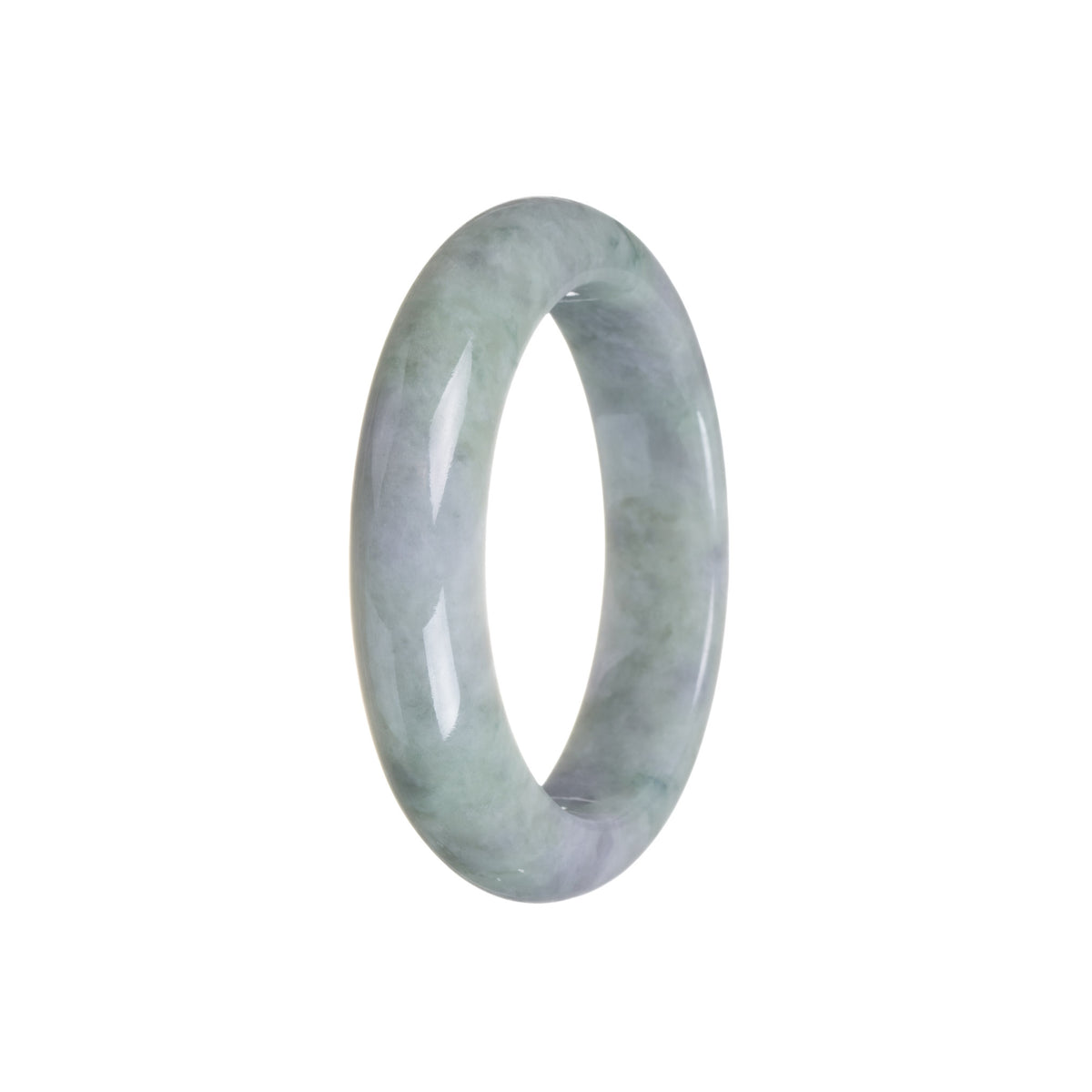 Authentic Natural Greyish Lavender and Green Jadeite Bangle - 55mm Half Moon