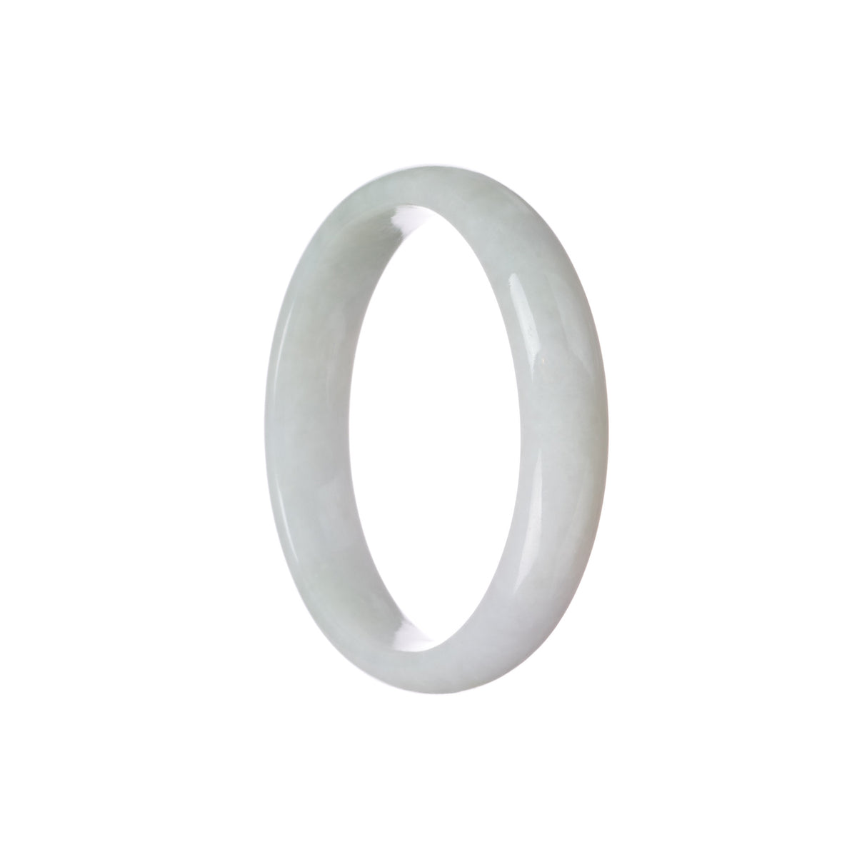 Certified Natural White and Pale Green Jadeite Bangle Bracelet - 58mm Half Moon