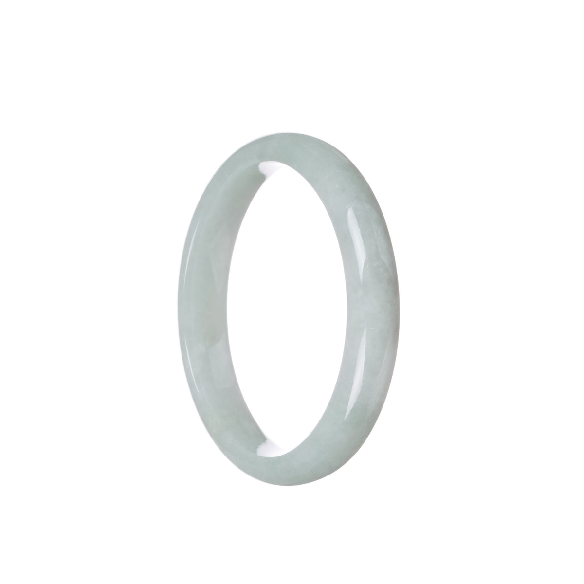 Certified Grade A Pale Green Jade Bangle Bracelet - 57mm Half Moon