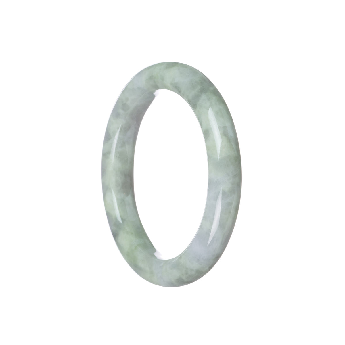 Genuine Grade A Green with Light Grey Burma Jade Bracelet - 55mm Round