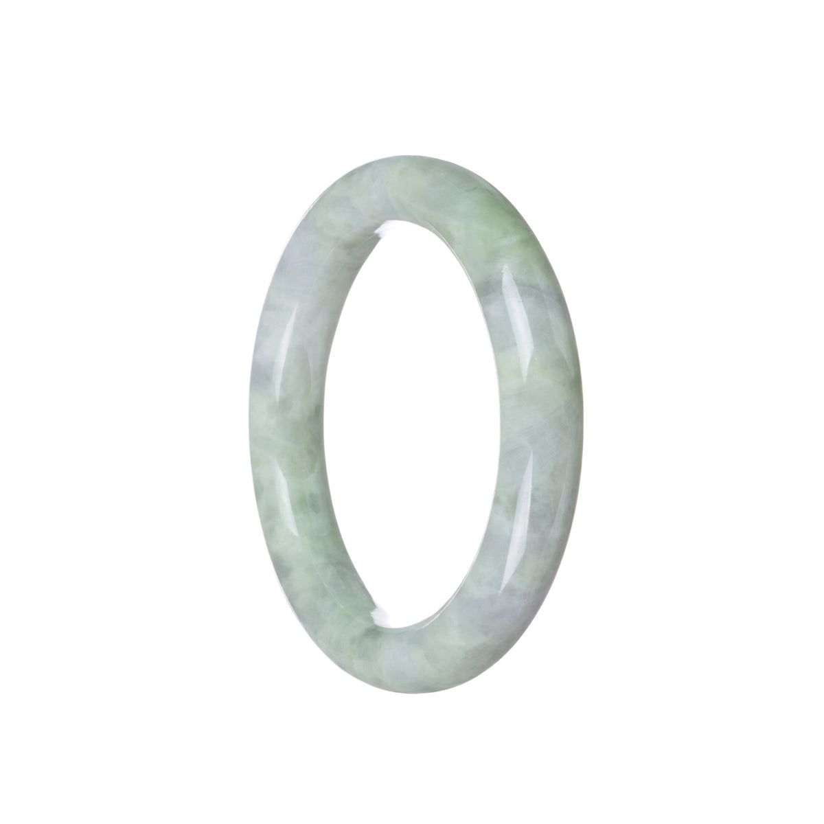 Genuine Grade A Green with Light Grey Burma Jade Bracelet - 55mm Round