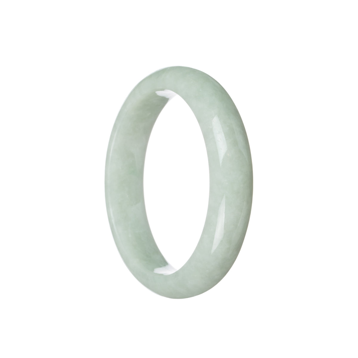 Authentic Grade A Light Green Jadeite Bangle Bracelet - 58mm Half Moon