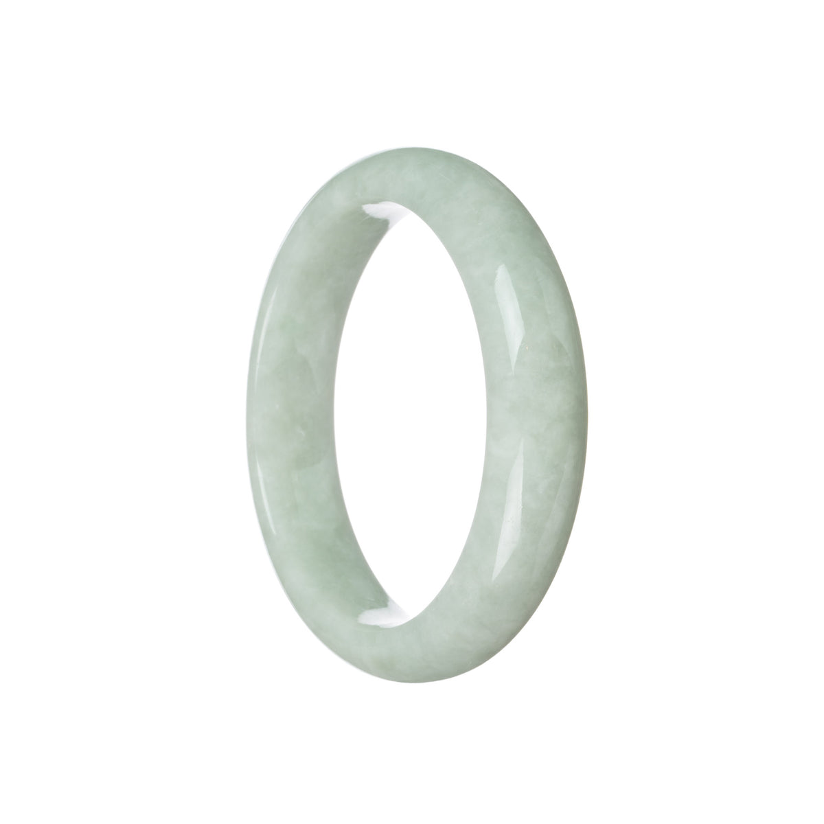 Authentic Grade A Light Green Jadeite Bangle Bracelet - 58mm Half Moon