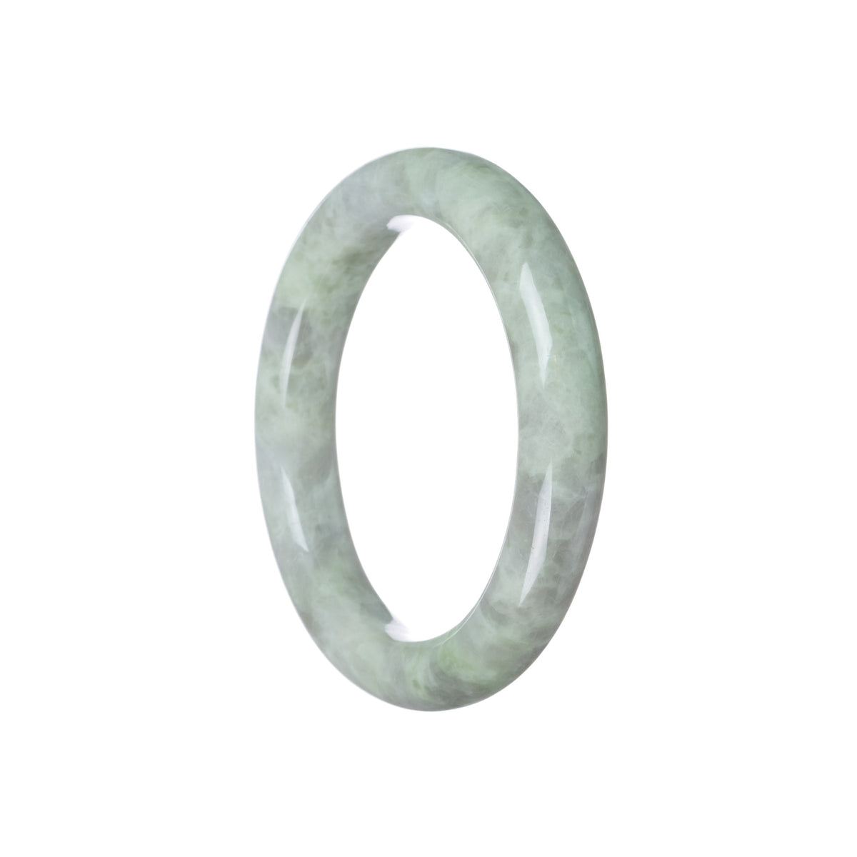 Genuine Untreated Green and Light Grey Jadeite Jade Bracelet - 55mm Round