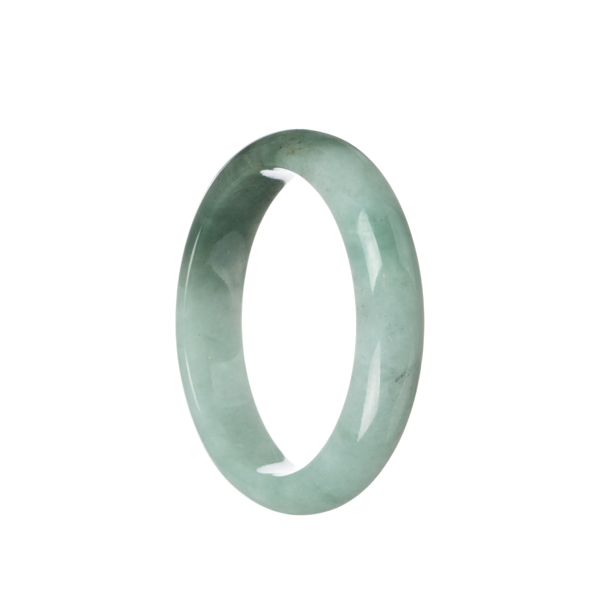 Certified Grade A Light Green with Deep Green Patch Burma Jade Bracelet - 58mm Half Moon