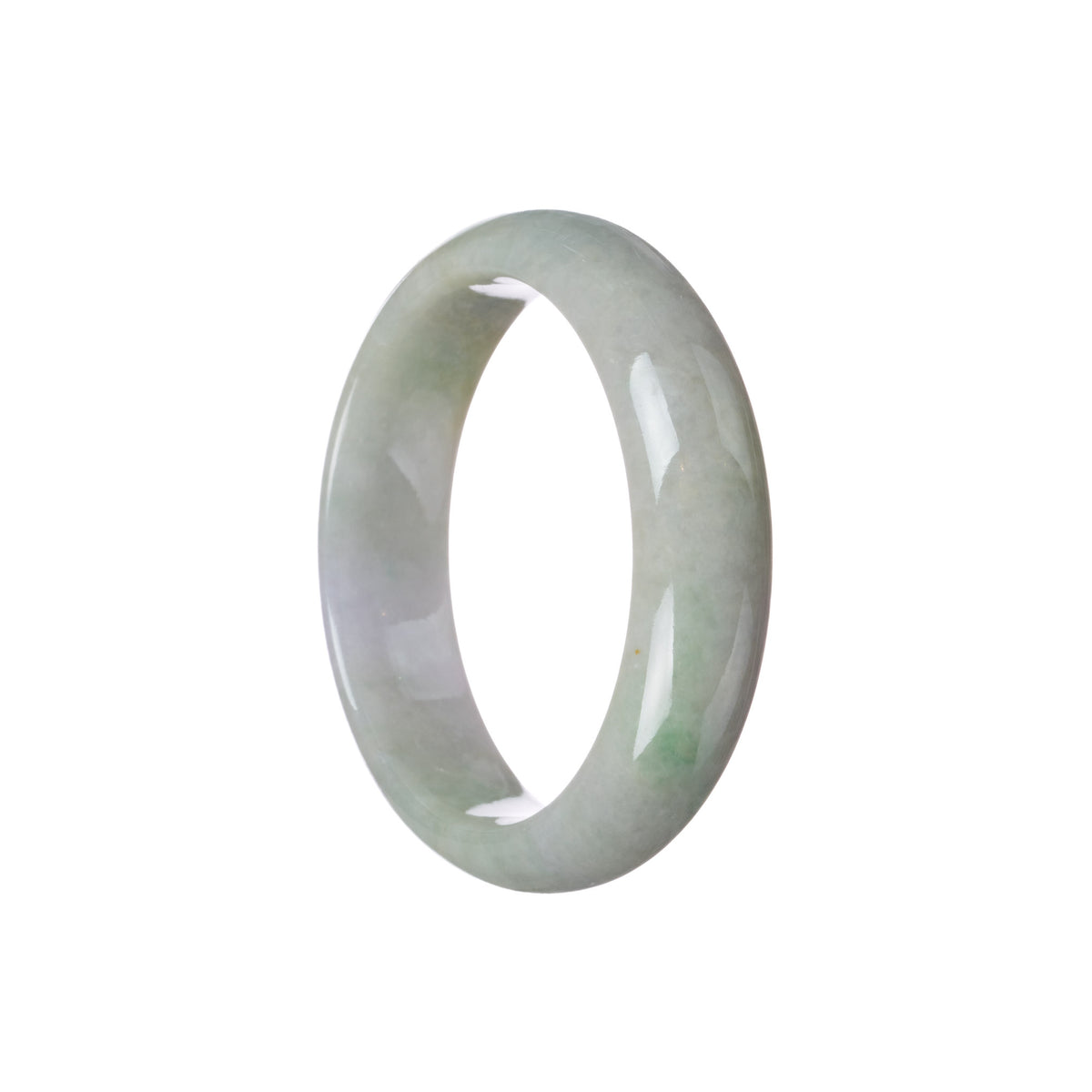 Real Natural Green with Lavender Jade Bracelet - 55mm Half Moon