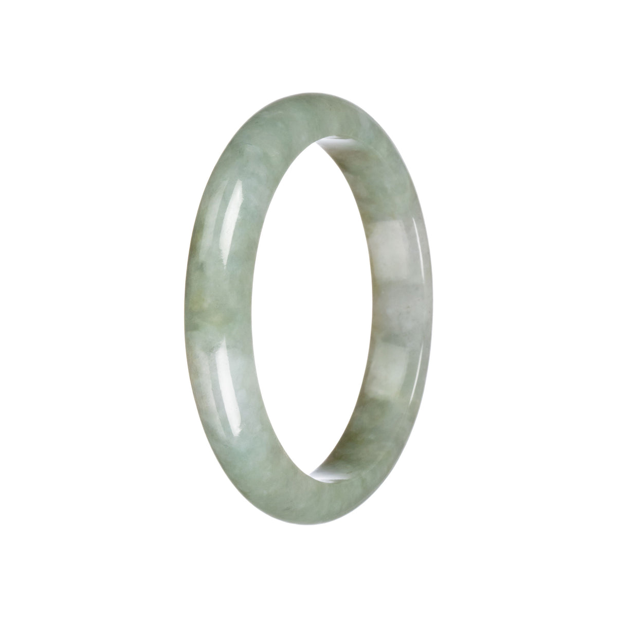 Genuine Untreated Olive green pattern Jadeite Bangle - 59mm Semi Round