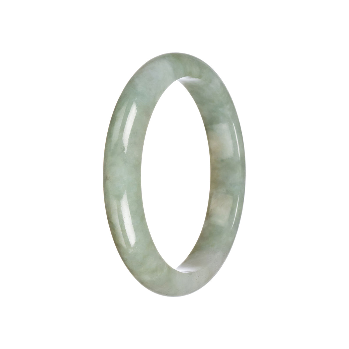 Genuine Untreated Olive green pattern Jadeite Bangle - 59mm Semi Round