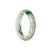 Authentic Type A Green, white with brown pattern Jade Bangle Bracelet - 55mm Half Moon