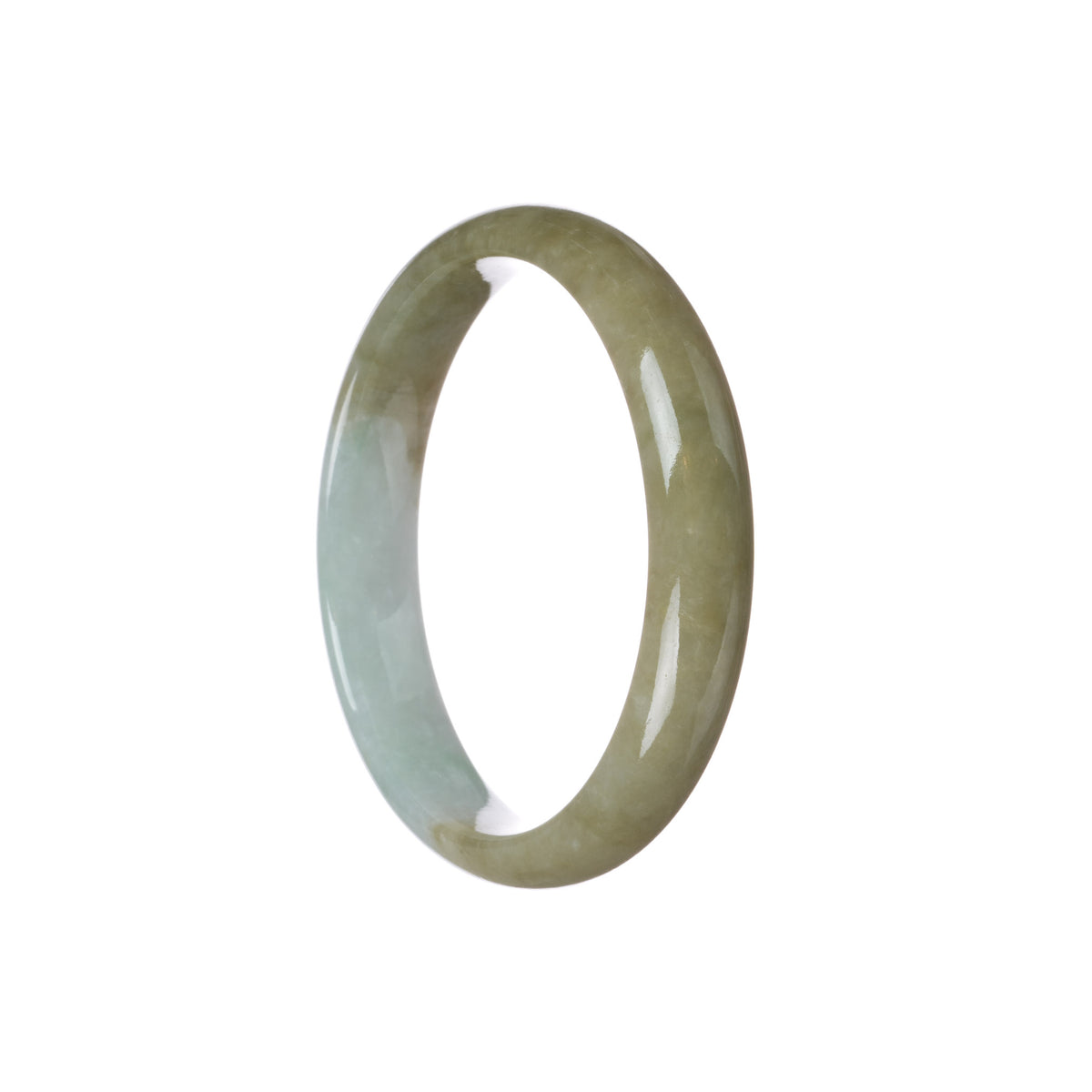 Genuine Grade A Brownish Green with Apple Green Burmese Jade Bracelet - 59mm Half Moon