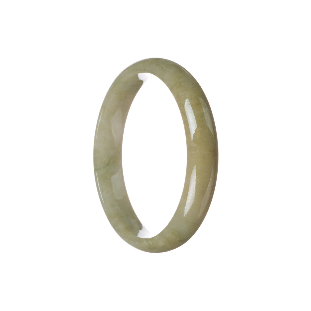 Certified Grade A Brownish Olive Green Jade Bracelet - 59mm Half Moon