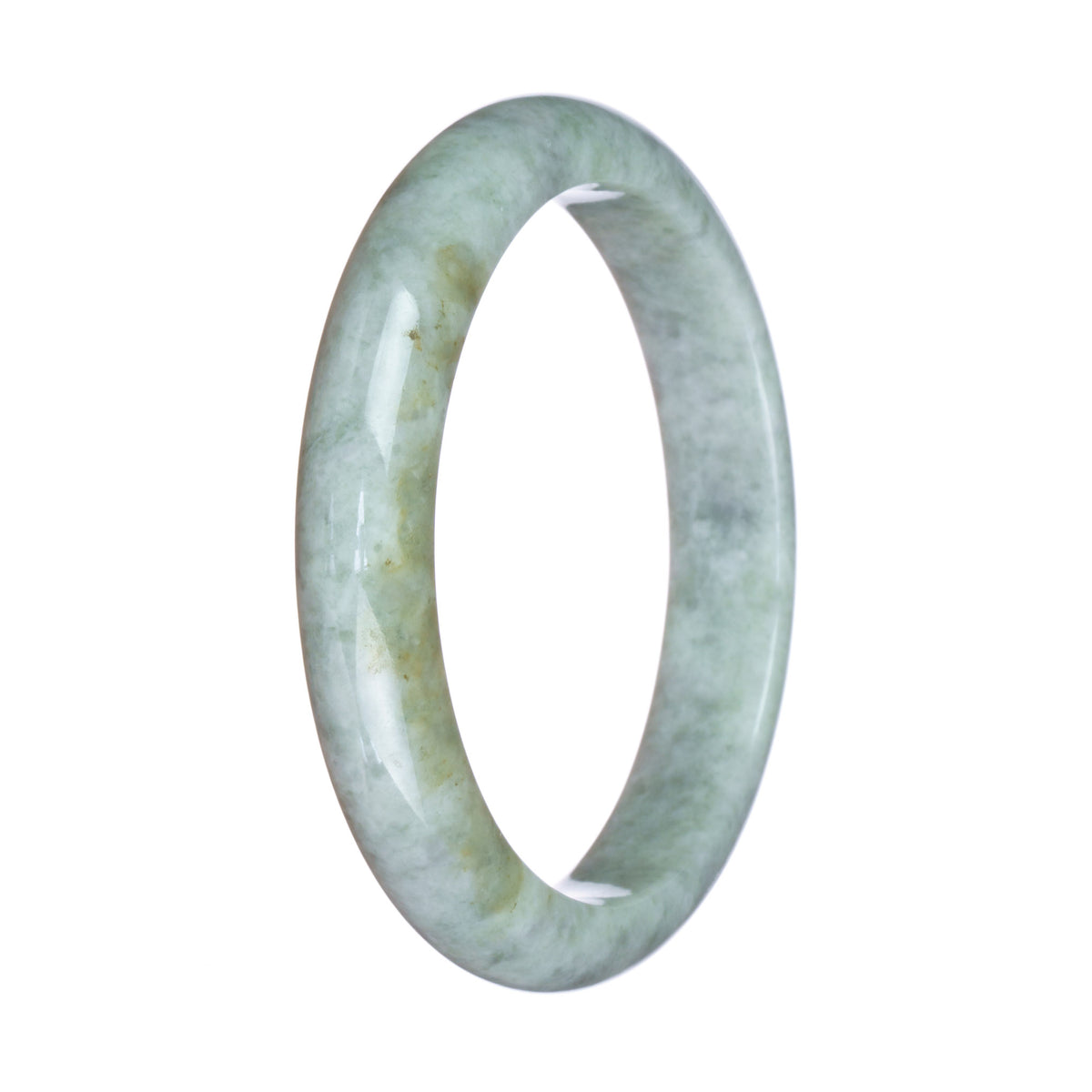 Genuine Grade A Grey Jadeite Bracelet - 59mm Semi Round