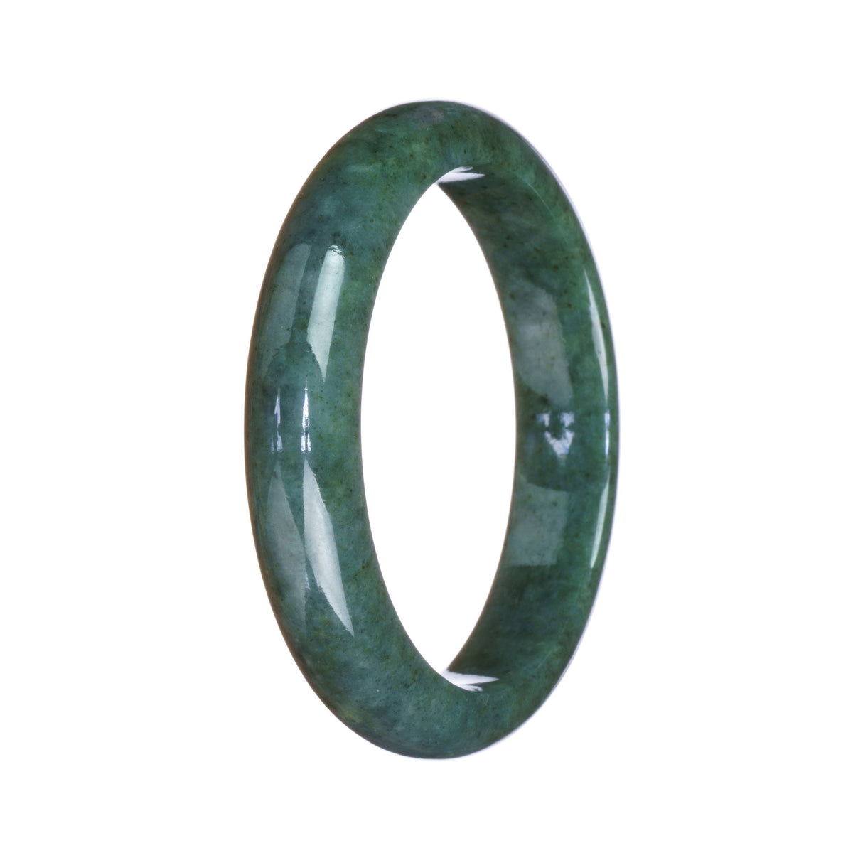 Certified Grade A Green Jadeite Jade Bangle - 55mm Half Moon