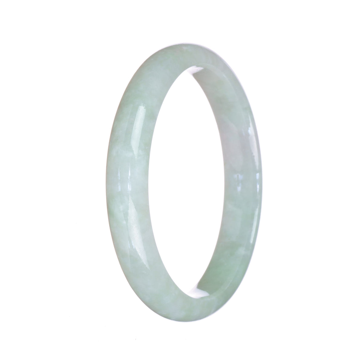 Authentic Untreated Light Green Jadeite Bangle Bracelet - 57mm Half Moon