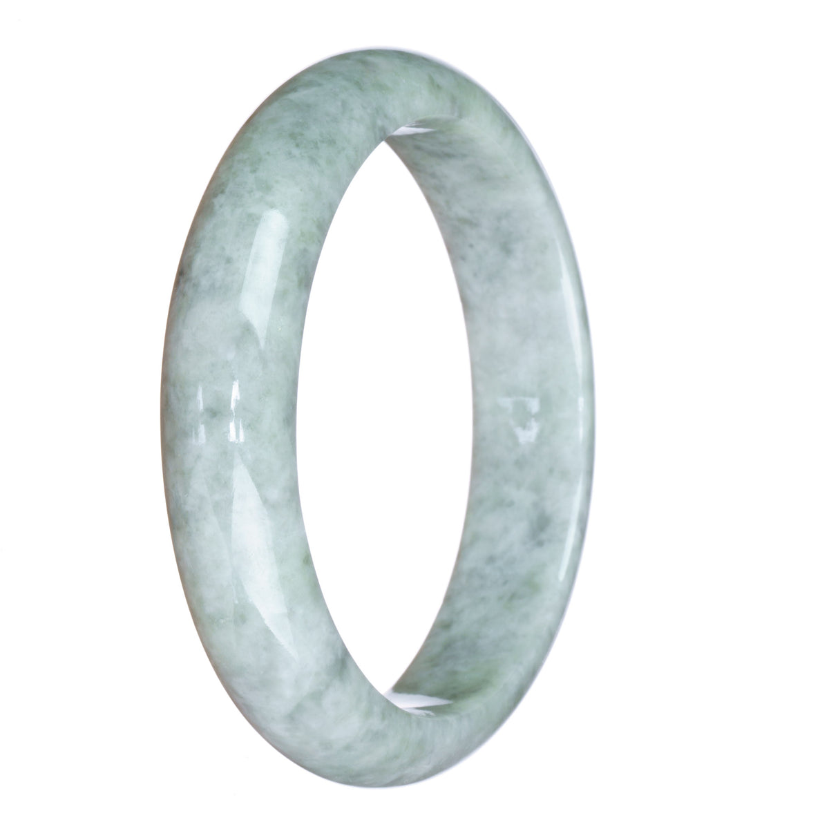 Authentic Grade A Grey Pattern Traditional Jade Bracelet - 63mm Half Moon