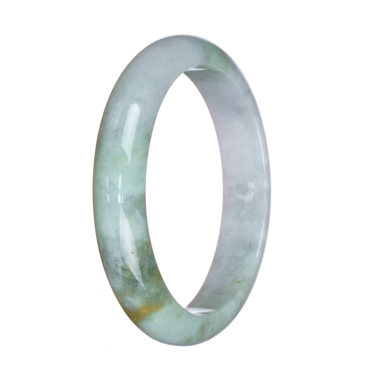 Certified Grade A White with Light Green Burma Jade Bracelet - 59mm Half Moon