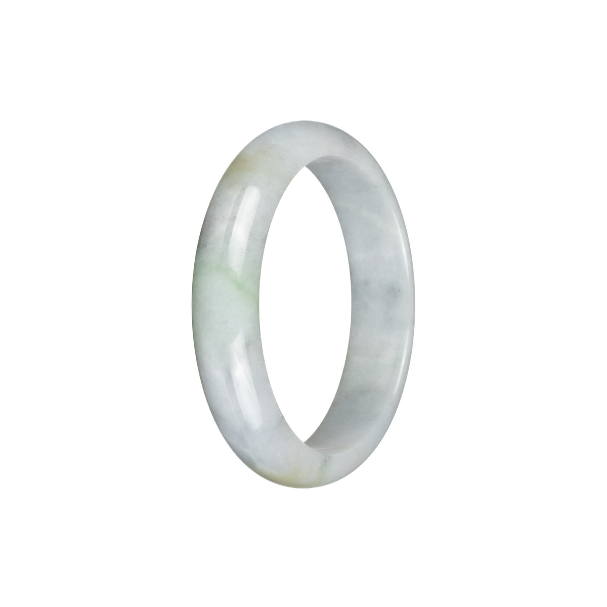 Genuine Type A White with Light Green Burma Jade Bangle - 54mm Half Moon