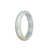 Genuine Type A White with Light Green Burma Jade Bangle - 54mm Half Moon