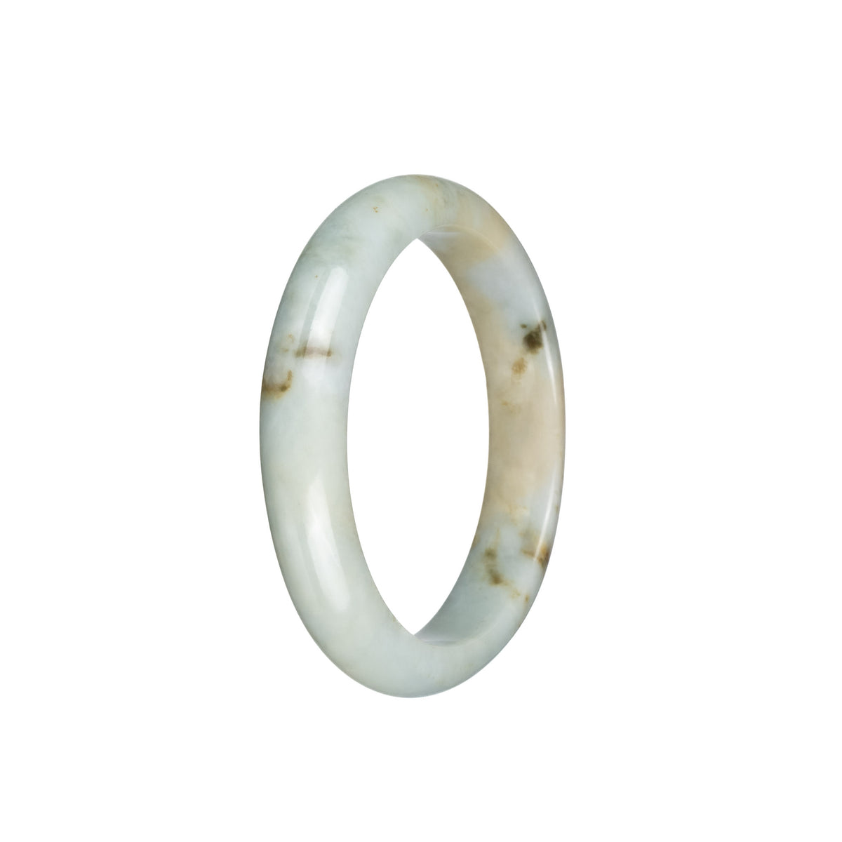 Genuine Grade A Pale Green Burmese Jade Bangle Bracelet - 54mm Half Moon