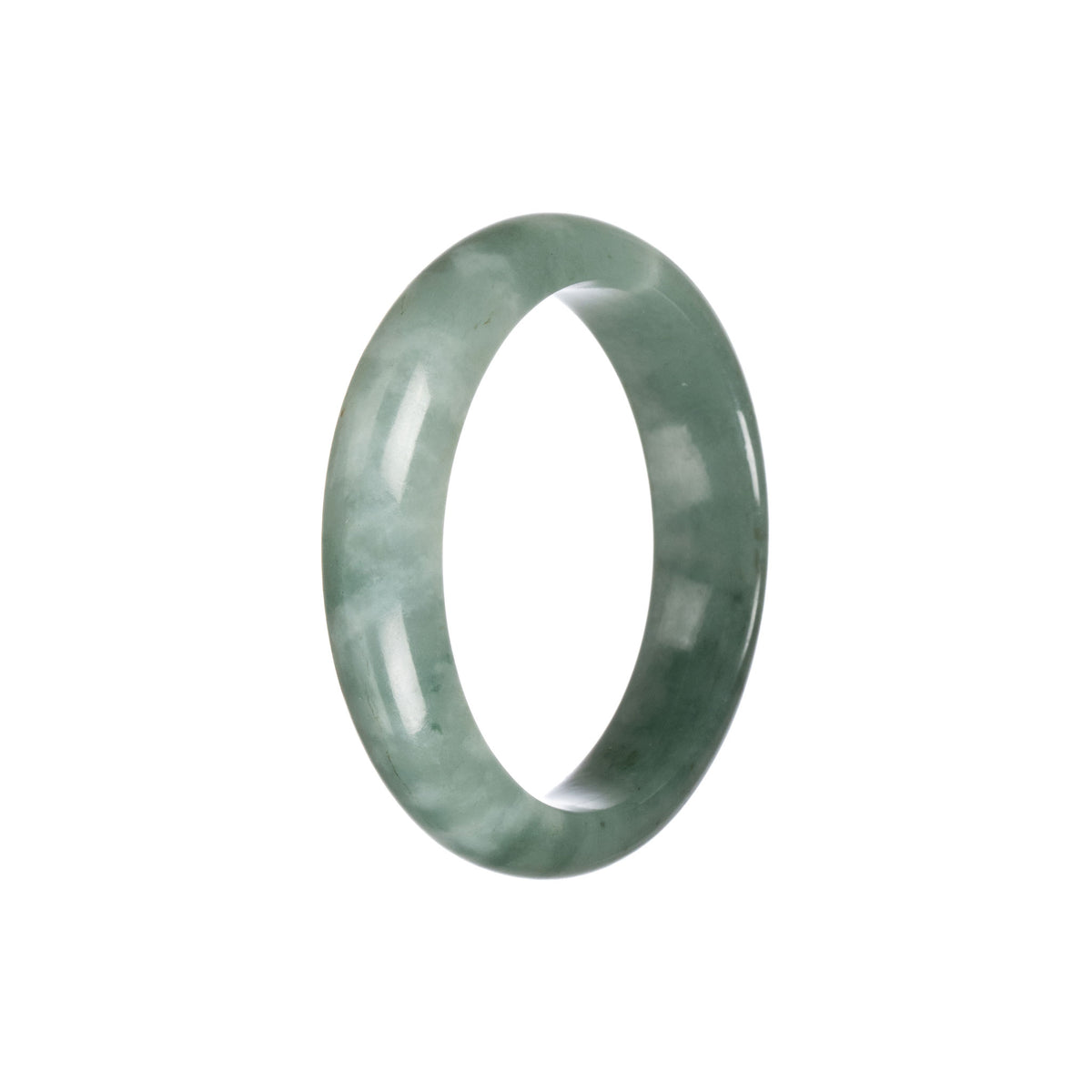 Certified Grade A Green Pattern Jade Bangle Bracelet - 59mm Oval