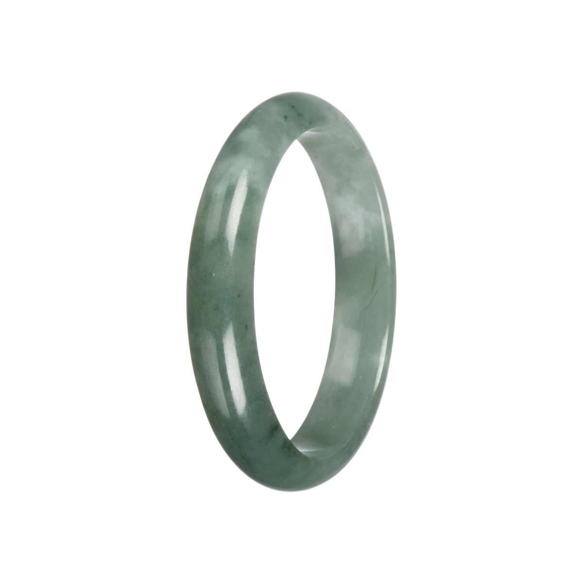 Certified Grade A Green Pattern Jade Bangle Bracelet - 59mm Oval