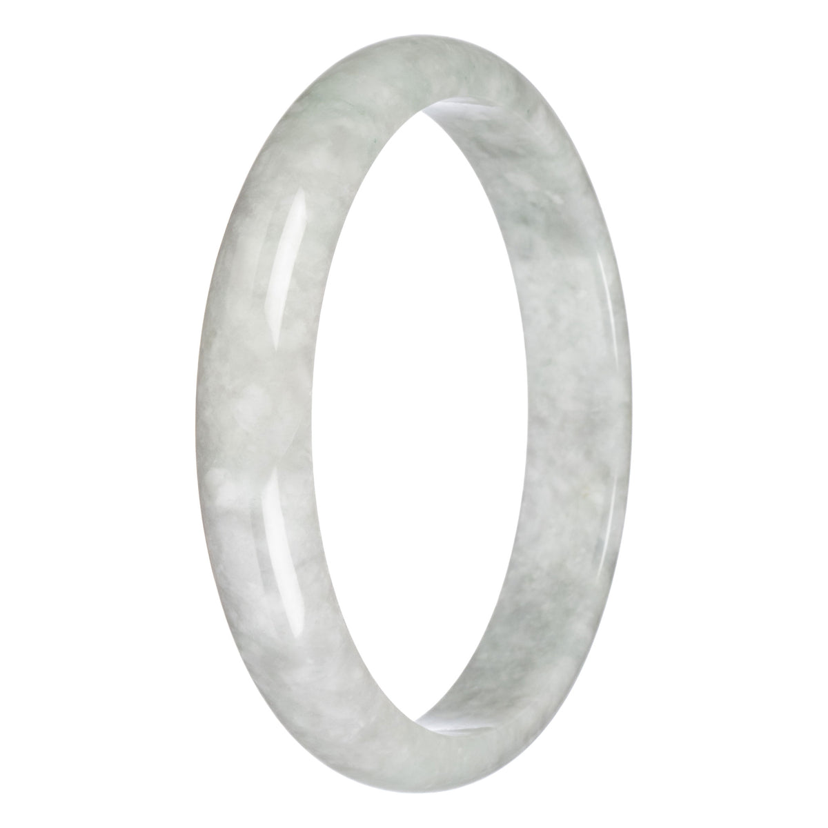 Certified Untreated Pale Green Burma Jade Bangle Bracelet - 82mm Half Moon