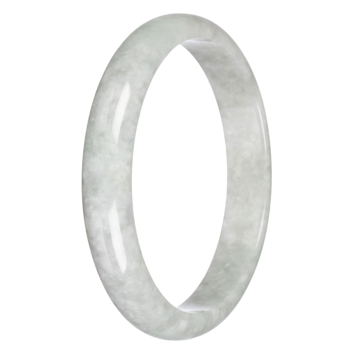 Certified Untreated Pale Green Burma Jade Bangle Bracelet - 82mm Half Moon