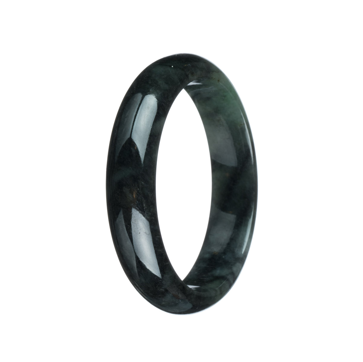 Genuine Type A Dark Green Jadeite Bangle - 55mm Half Moon