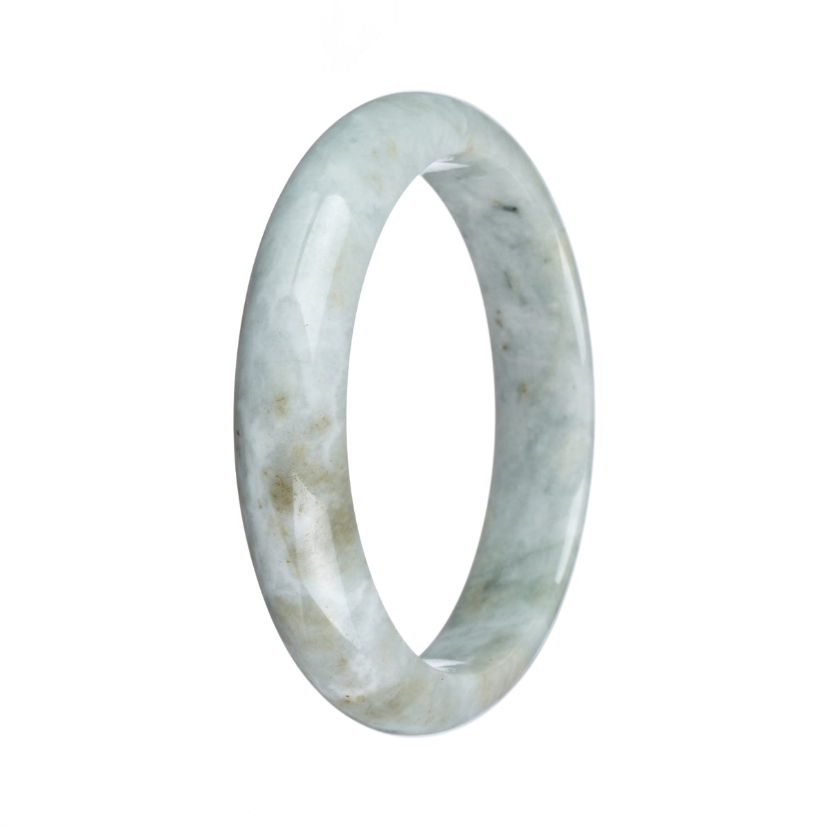 Real Untreated Grey with Dark Grey Pattern Burma Jade Bangle - 59mm Half Moon