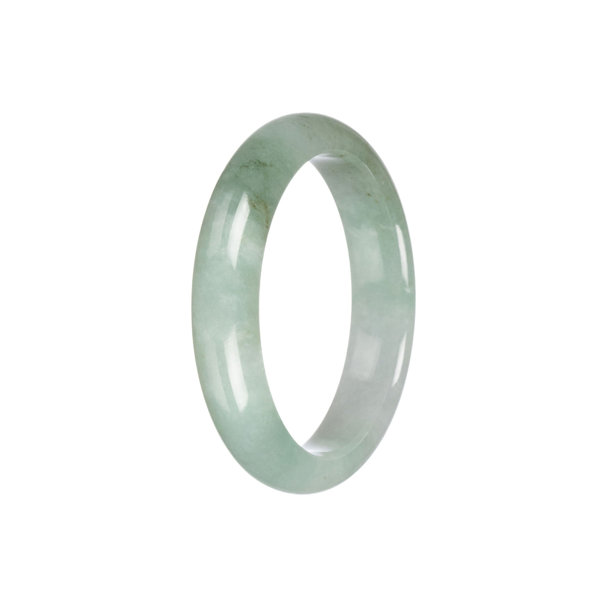 Real Untreated Light Green and Green Burma Jade Bracelet - 53mm Half Moon